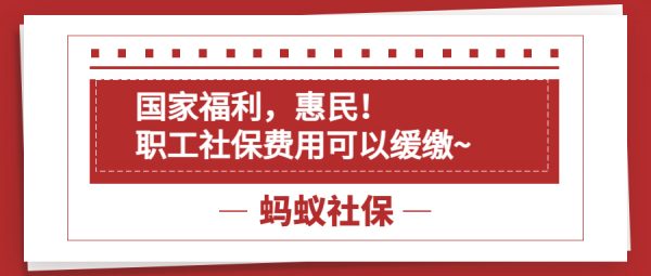 蚂蚁社保：好消息！国家福利，惠民！职工社保费用可以缓缴~