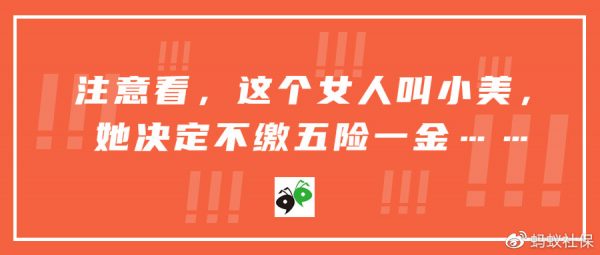 蚂蚁社保：注意看，这个女人叫小美，她决定不缴五险一金……